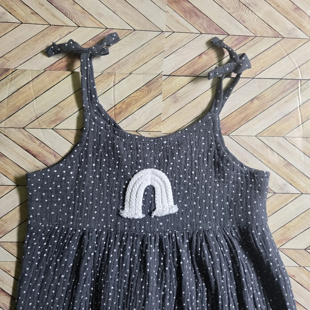 Baby Girl Polka Dot Bubble Rainbow Blue Jumper Bow Sleeve Onepiece Jumpsuit 6-9M